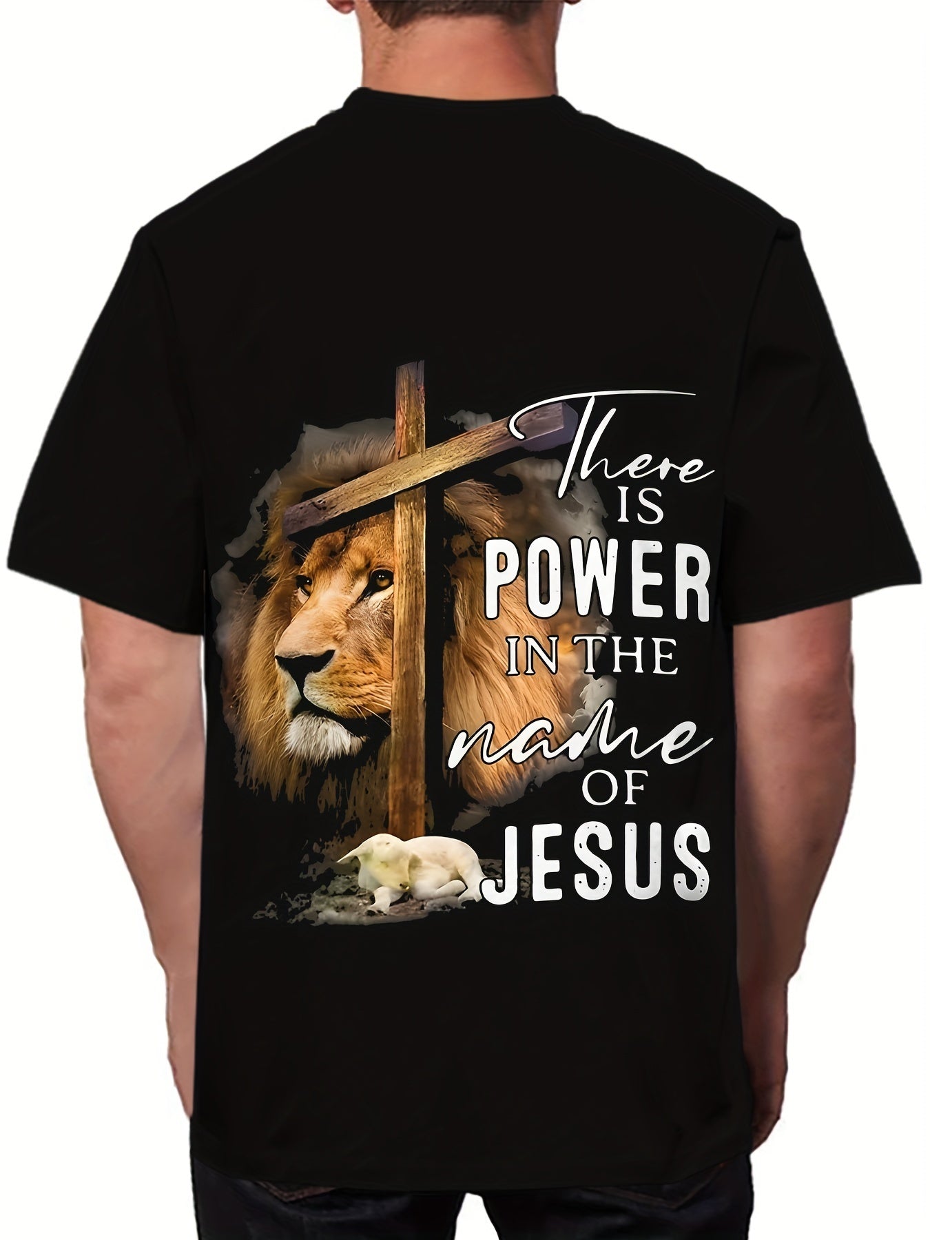 Men's Lion Print T-shirt, Casual Short Sleeved Round Neck T-shirt, Men's Outdoor T-shirt