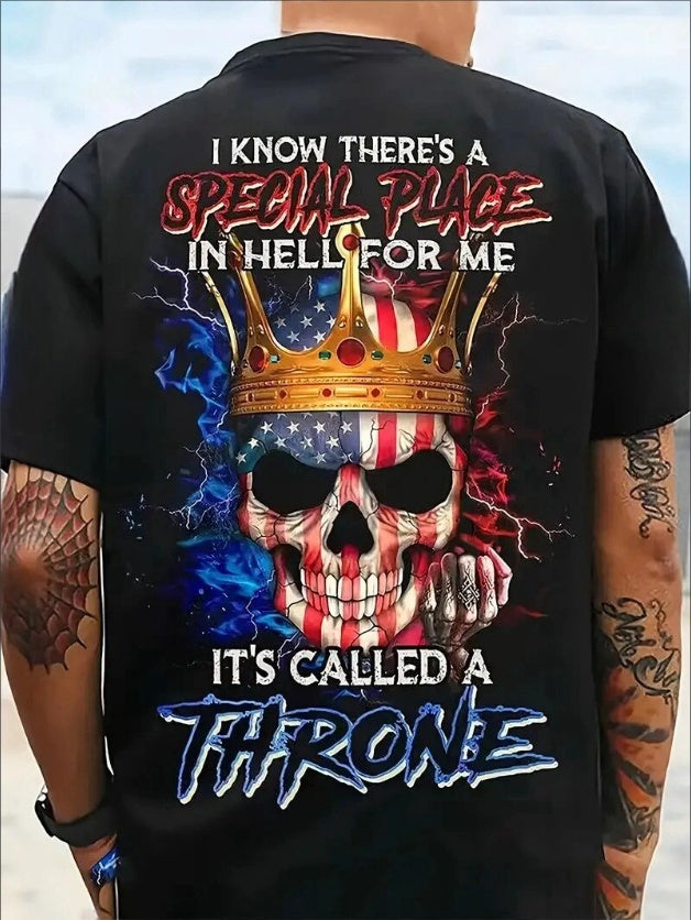 Patriotic Skull Trone Men's Plus-size T-shirts