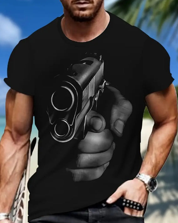 The Second Amendment  Printed T-shirt, Energetic Short Sleeved Round Neck T-shirt, Summer Outdoor Men's Clothing