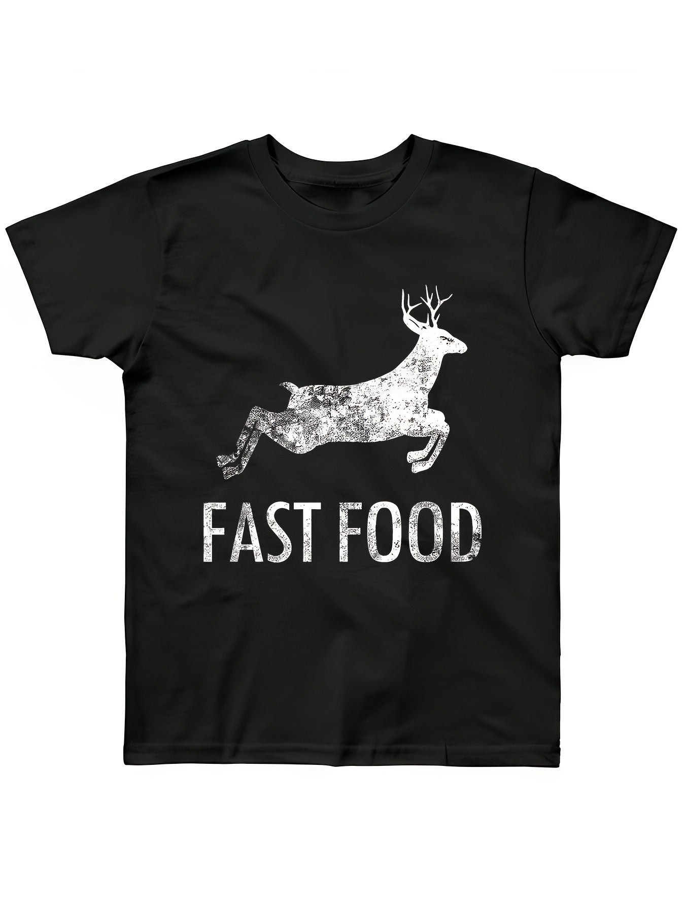 Interesting Joke Hunting Shirt - Men's Front Printed Short Sleeved T-shirt Top - Fast Food Deer - Gift For Hunters