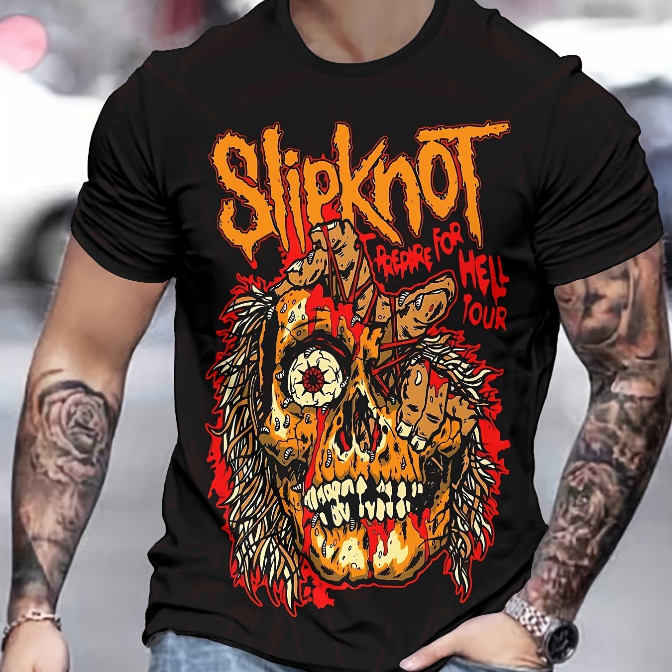 Slipknot Music Men's 3D Printed Pattern T-shirt, Loose Fit