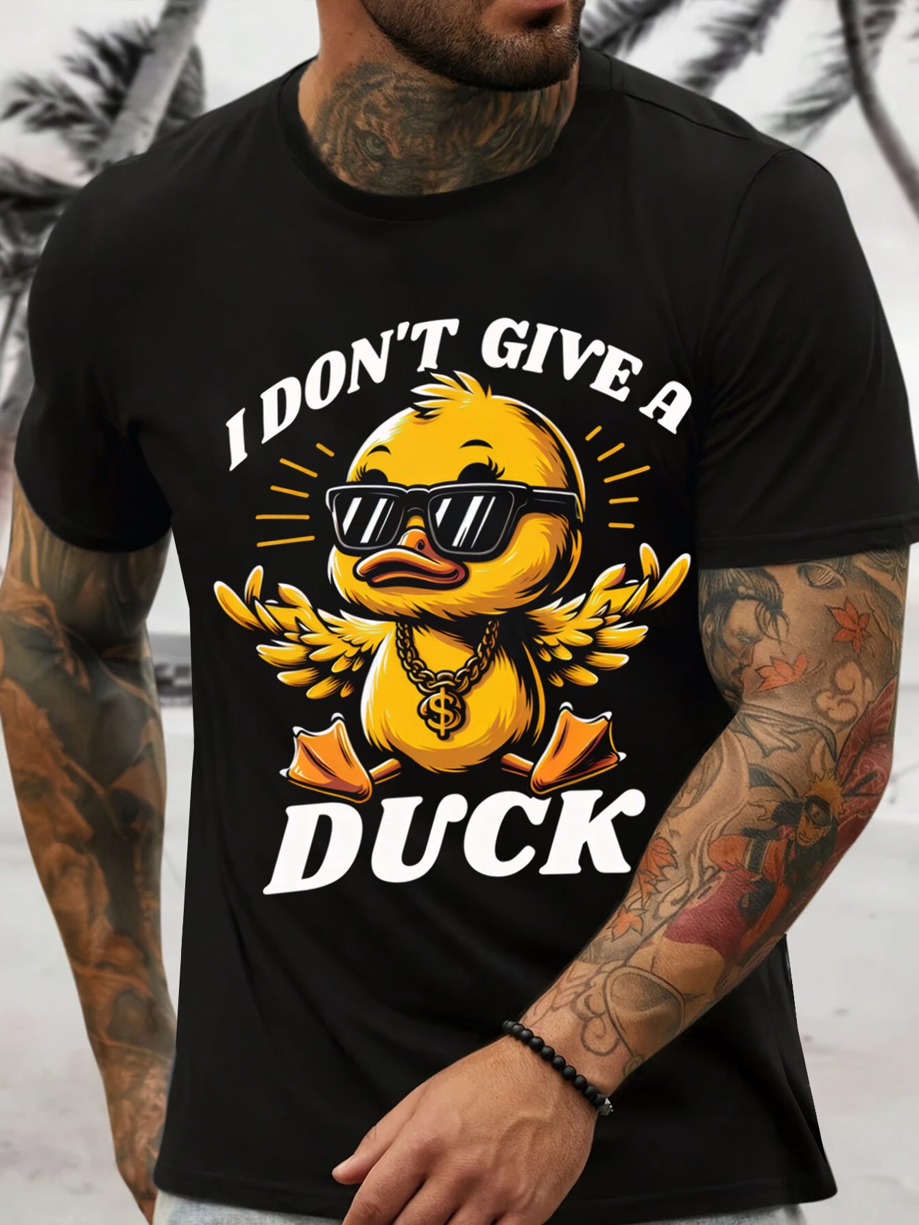 Men's' I Don't Care About Ducks 3D Printed T-shirt, Summer Casual Round Neck Short Sleeved Shirt