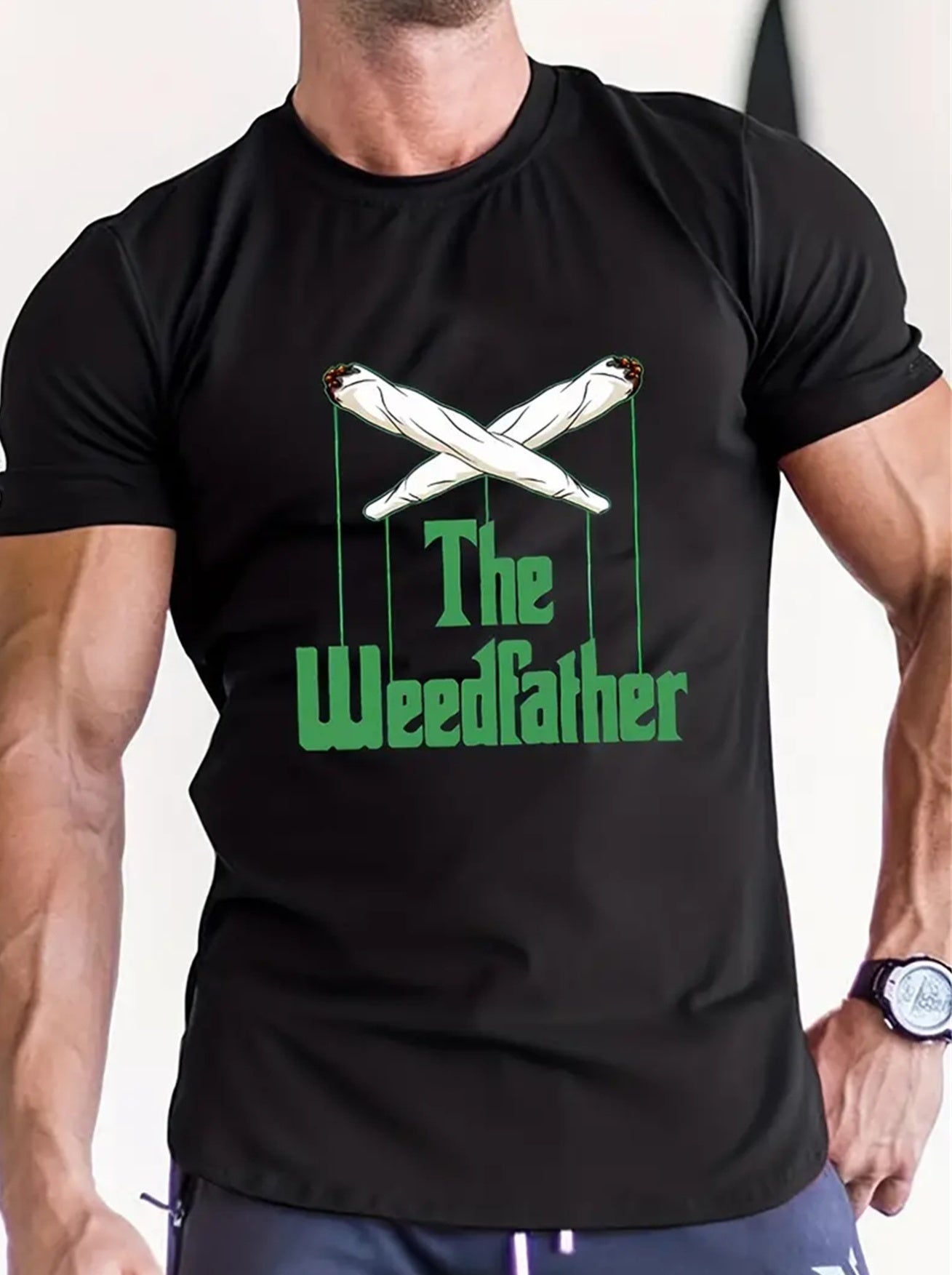 weedfarther Men's Creative Tops, Casual Short Sleeved  T-shirts, Summer Outdoor Men's Clothing