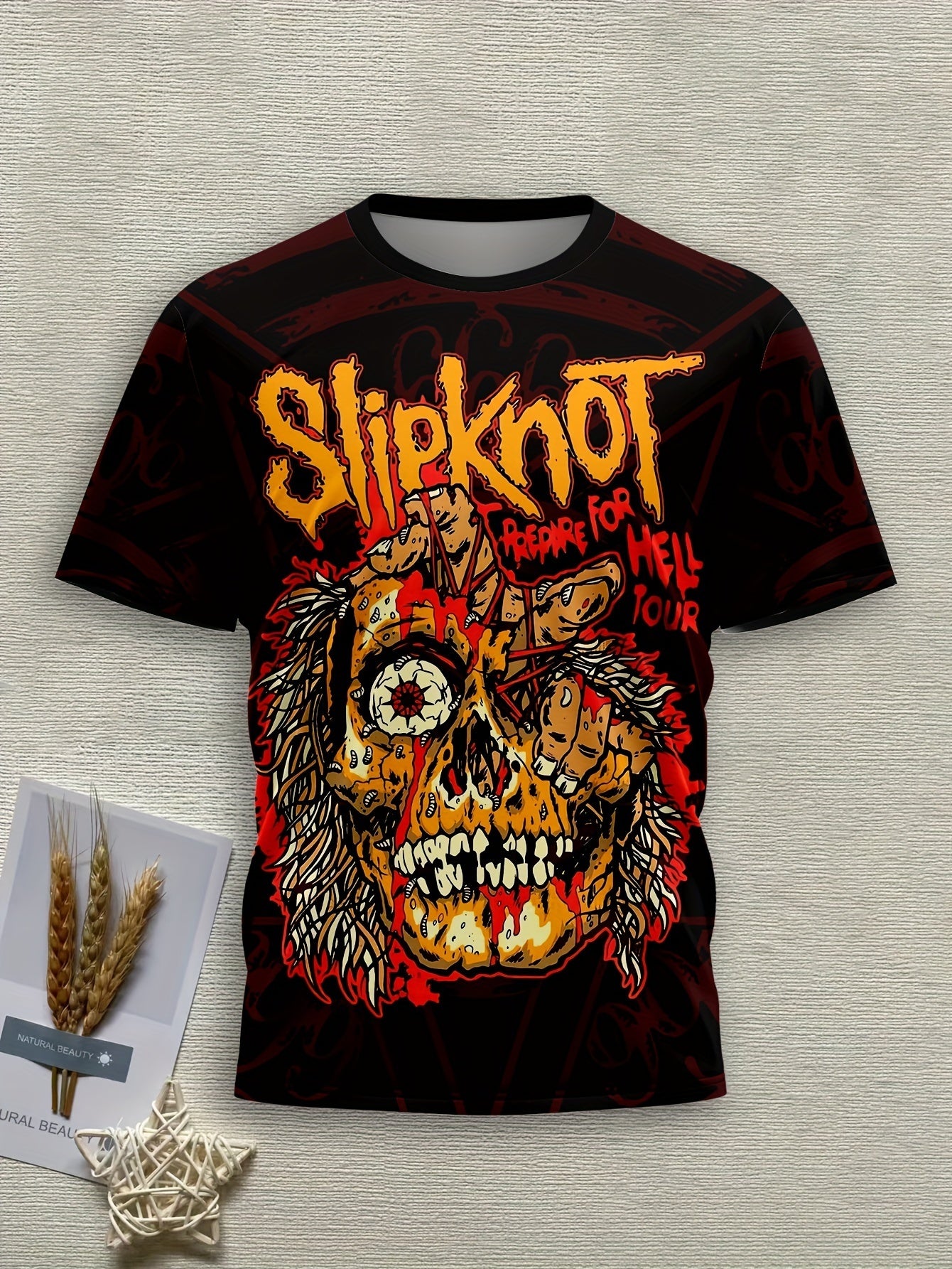 Slipknot Music Men's 3D Printed Pattern T-shirt, Loose Fit