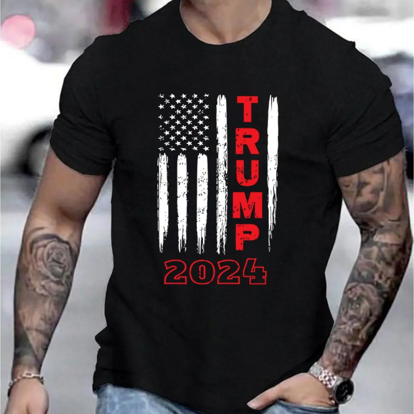 TRUMP 2024 Pattern Printed Men's Creative Top, Casual Short Sleeve Round Neck T-shirt, Summer Outdoor Men's Wear2024 Pattern Printed Men's Creative Top, Casual Short Sleeve Round Neck T-shirt, Summer Outdoor Men's Wear