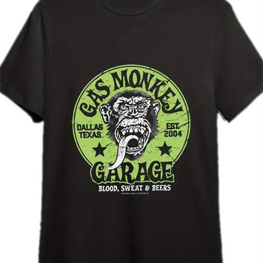 Gas Monkey Garage Men's Patterned Printed T-shirt, Summer T-shirt