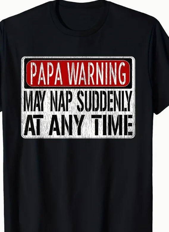 Papa Warning May Take Nap Printed Men's Short Sleeved Fashion