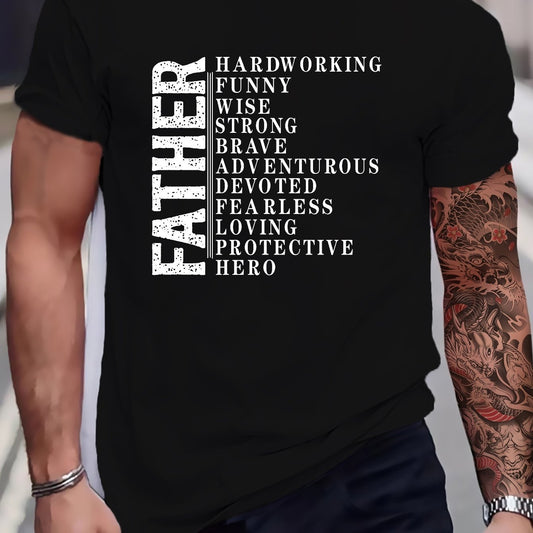 Father Printed T-shirt, Men's T-shirt, Summer Casual Short Sleeved T-shirt